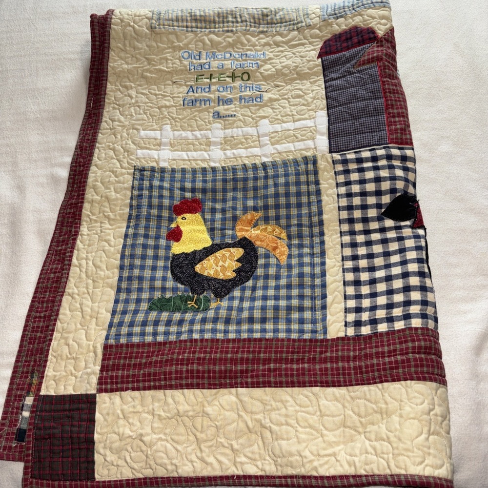 Handmade Crib Quilt Baby Blanket‎ Patchwork Old McDonald Farm Animals Unisex